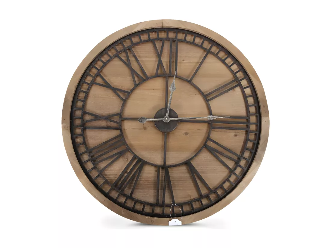 Grande horloge ancienne Bois-Métal Marron - Décoration d'Autrefois