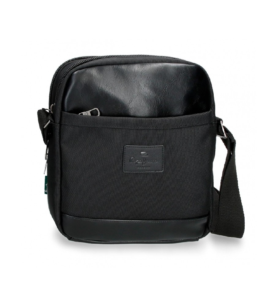 Bolsa de ombro grande Pepe Jeans Sander para tablet, preta.