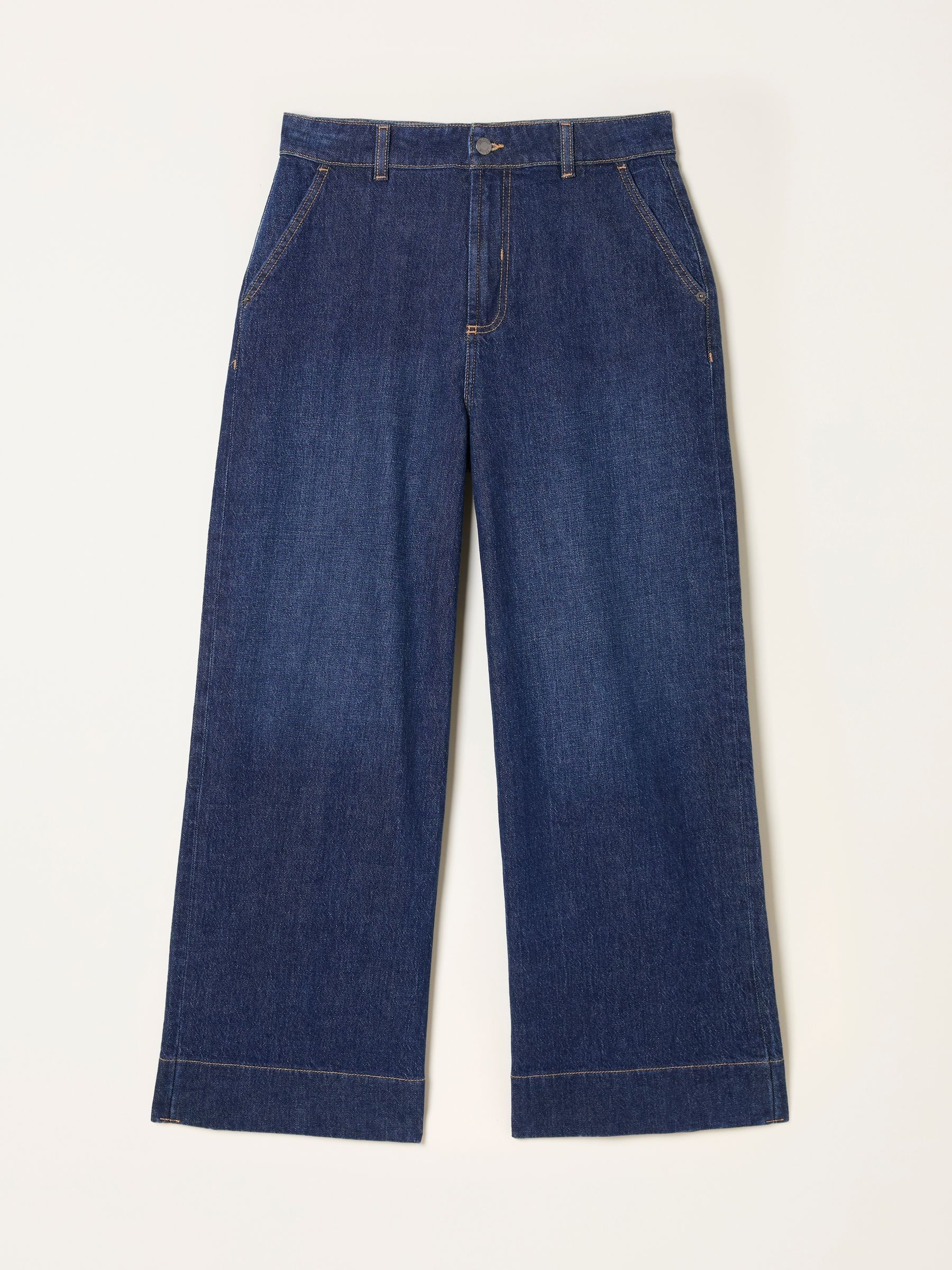 Denim donkerblauw - FatFace jeans met wijde pijpen en cropped model