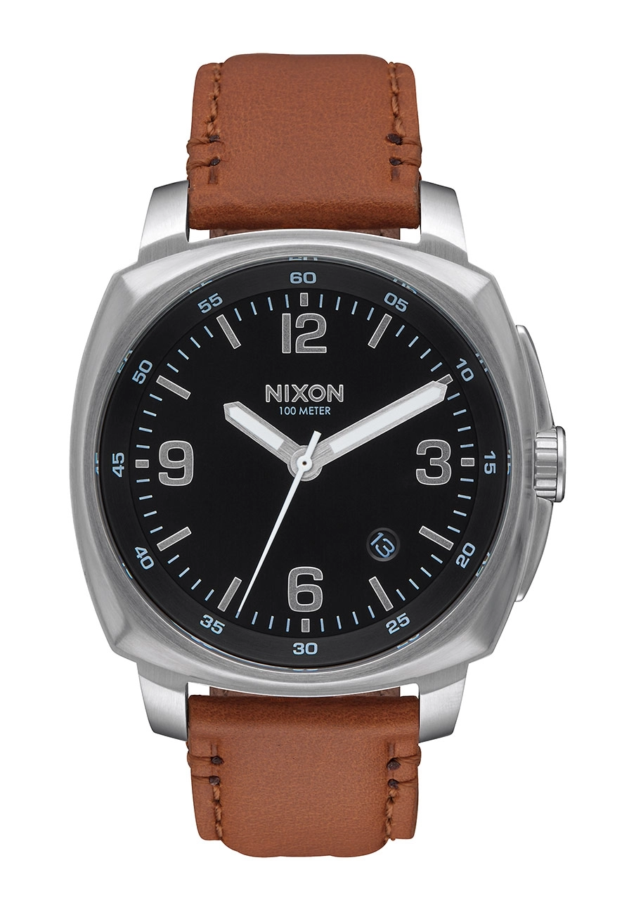 Nixon The Charger Leather Black / Saddle Silber A1077-1037