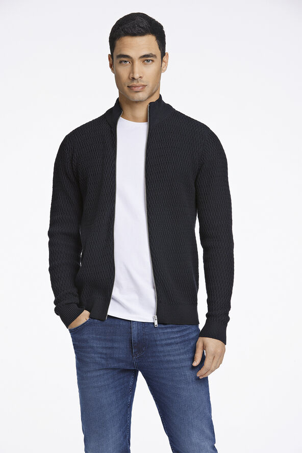 Lindbergh Zip through structure cardigan Sort