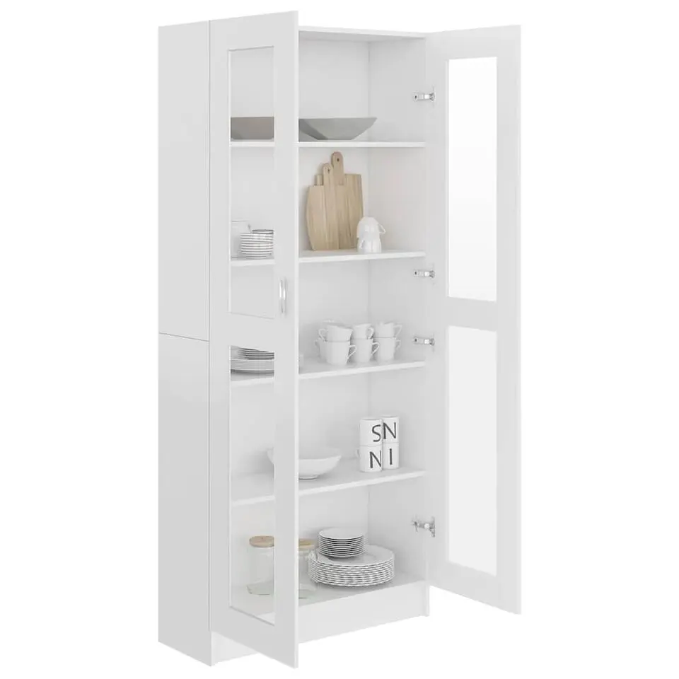 vidaXL - Vitrinekast - Wit - Bewerkt hout - 82,5x30,5x185 cm