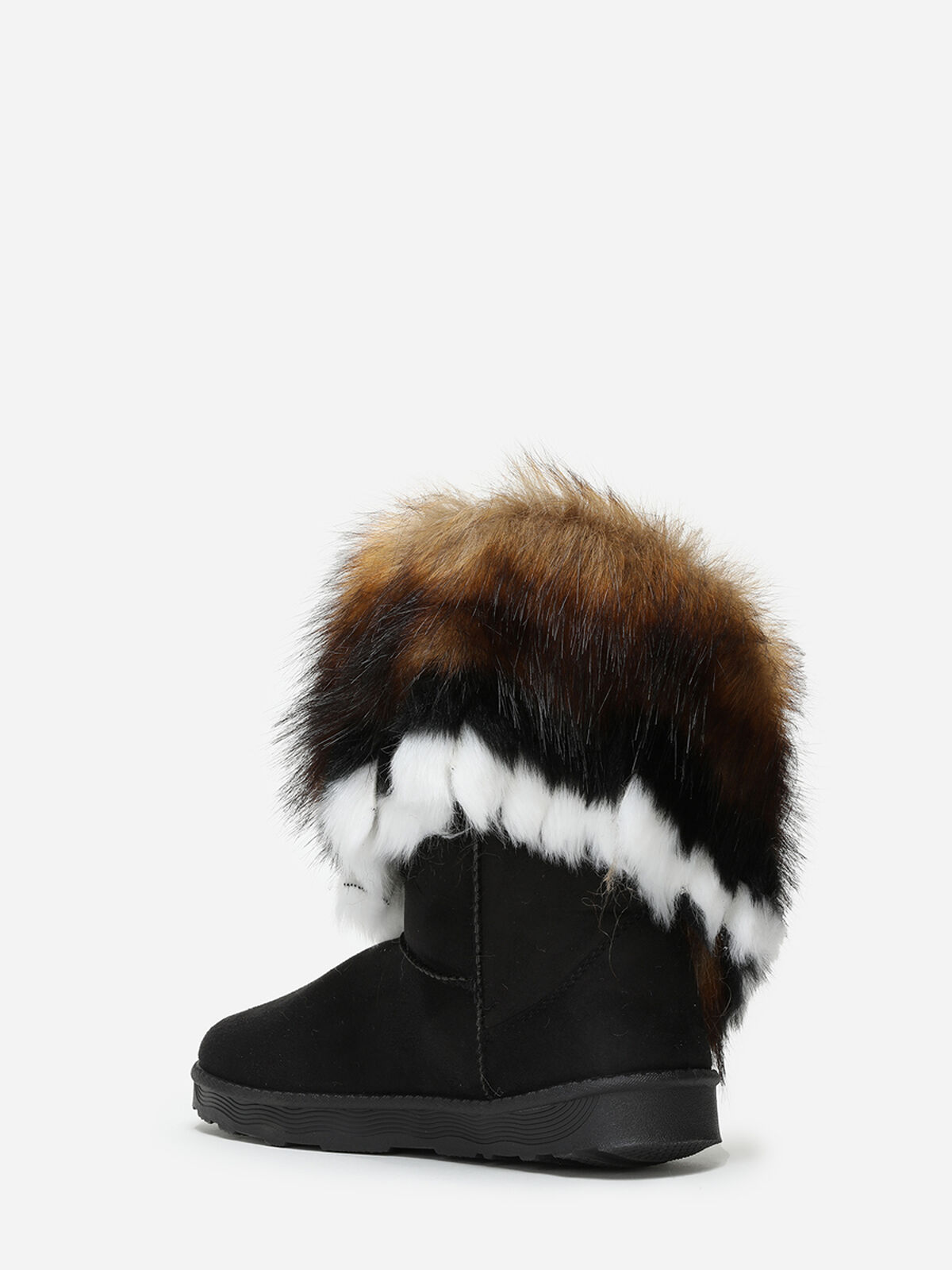 Bottines avec tige effet fourré- Noir