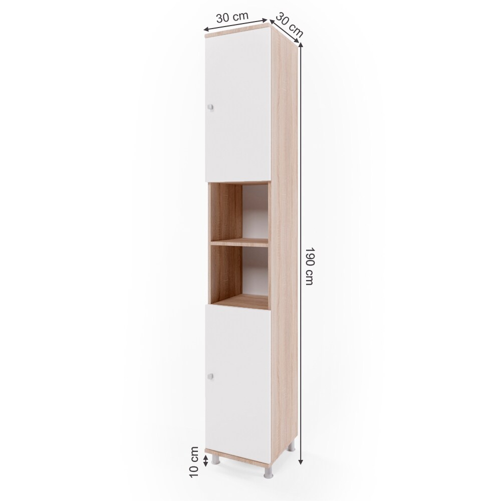 VICCO Badschrank FYNN 190 x 30 cm Eiche Sonoma - Badezimmer Hochschrank Badregal