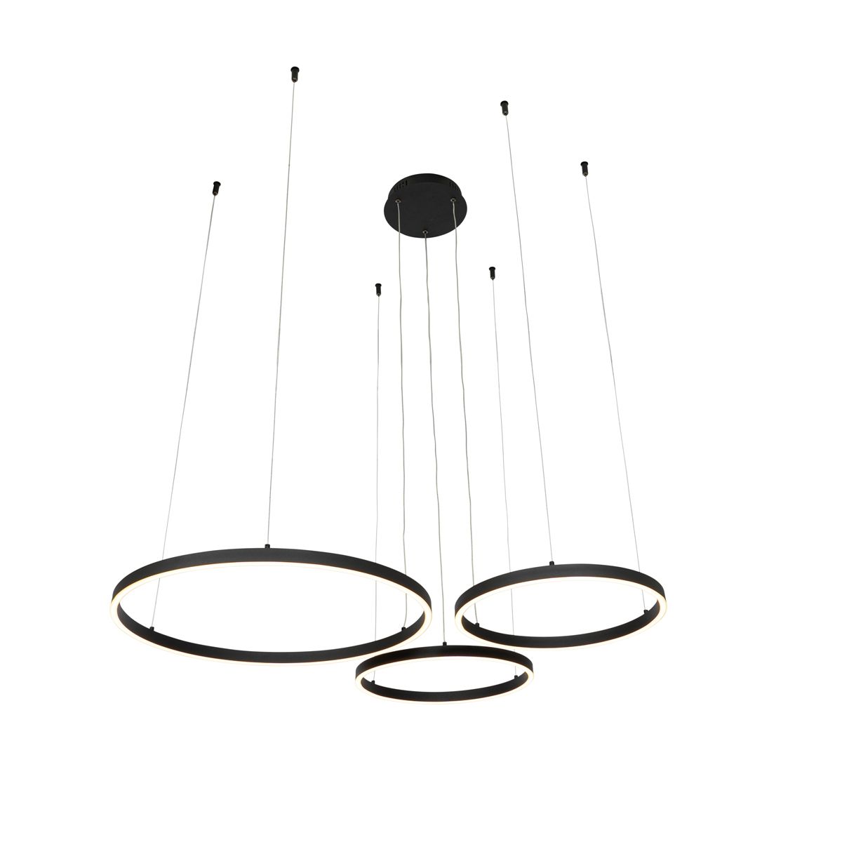 Hanglamp zwart incl. LED 3-staps dimbaar 3-lichts - Anello