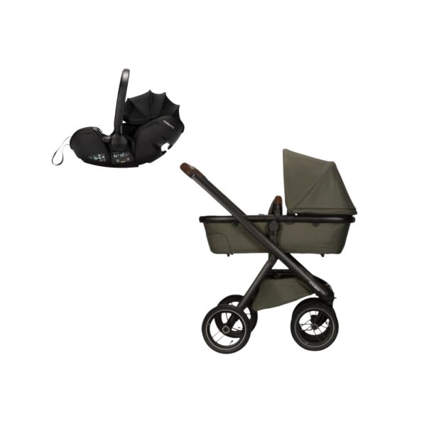Dubatti One E5 Kinderwagen 3-in-1 - Black / Dark Brown - Sand | Dubatti by Römer Autostoeltje Babysafe Pro - Carbon Black