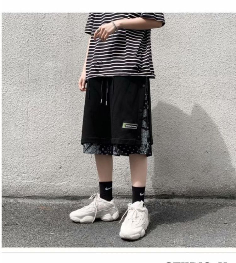 DuckleBeam - Hoge taille bedrukte shorts met knoopjes