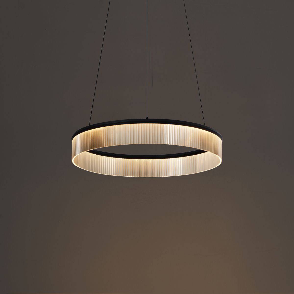 Moderne hanglamp zwart 59cm incl. LED 3-staps dimbaar - Anello Chandelier