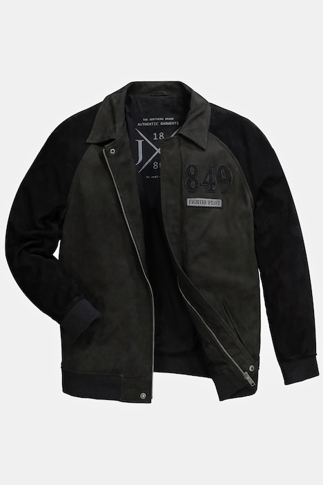 Lederblouson, Leder, feinstes Lammnappaleder, Hemdkragen, Knopfleiste