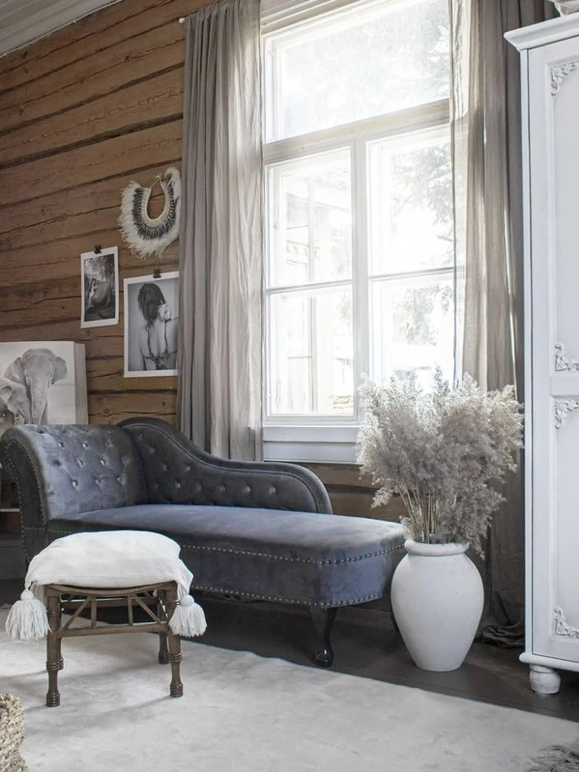 Linkszijdige chaise longue NIMES Fluweel Grijs