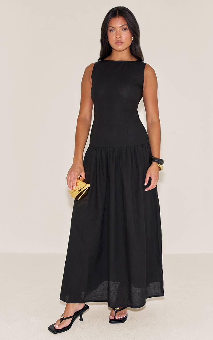 Noir Robe Maxi À Taille Basse