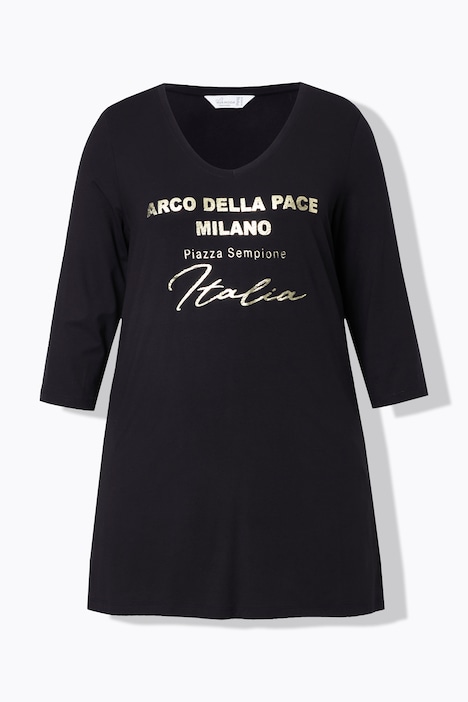 T-Shirt, Metallic-Statement, 3/4-Ärmel