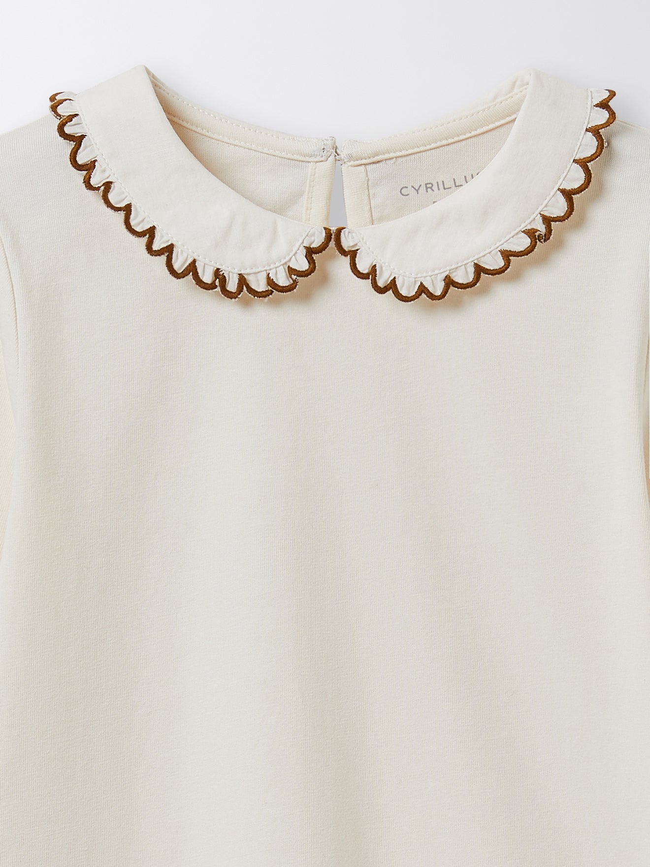 T-shirt col festonné en coton bio fille