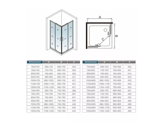 AICA Cabine de douche 80x80x185cm accès d'angle - Chromée , porte de douche coulissante, en 6mm verre anticalcaire, cabine de douche noire