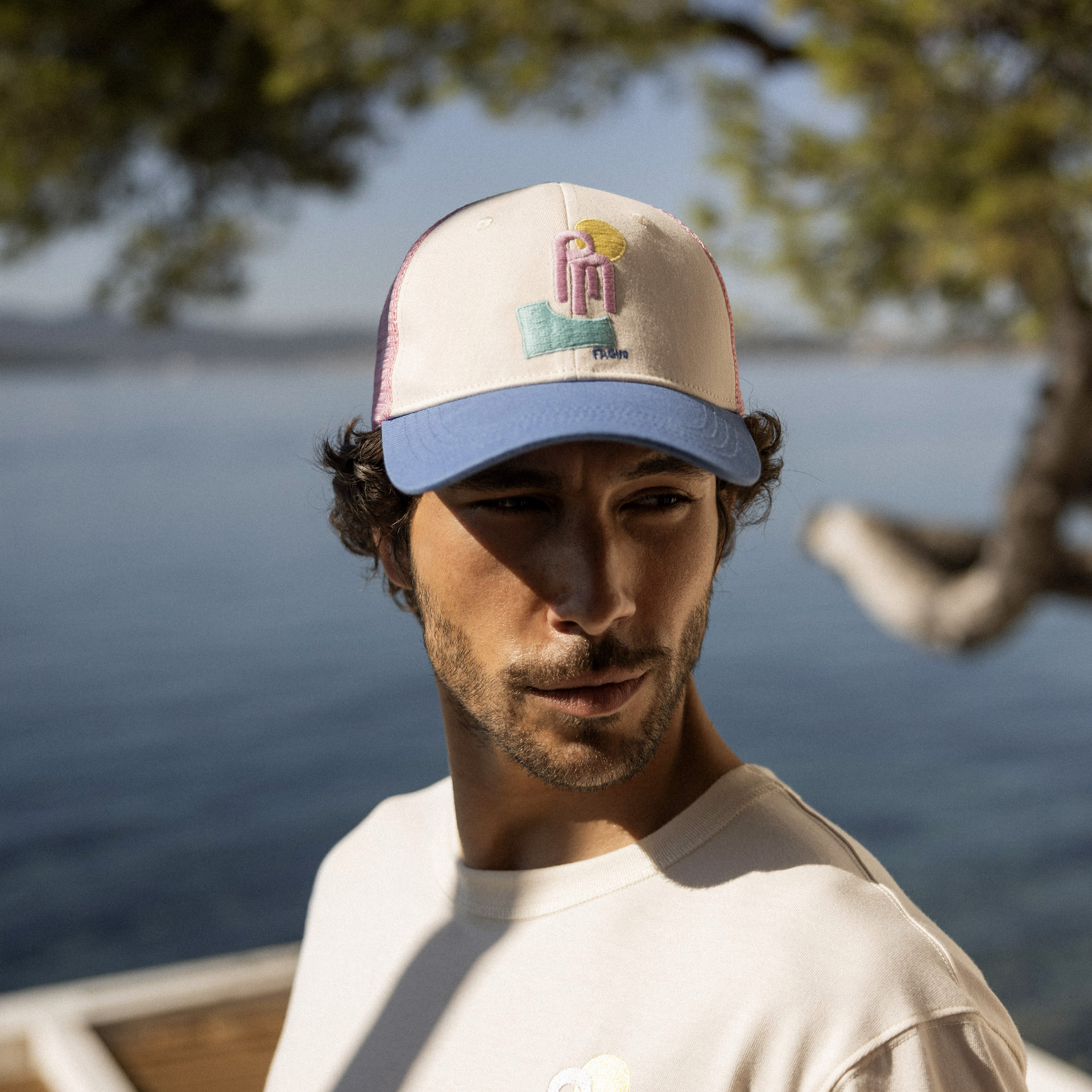 Casquette bleue & rose - Diego Faivre coton et polyester - modèle trucker cap
