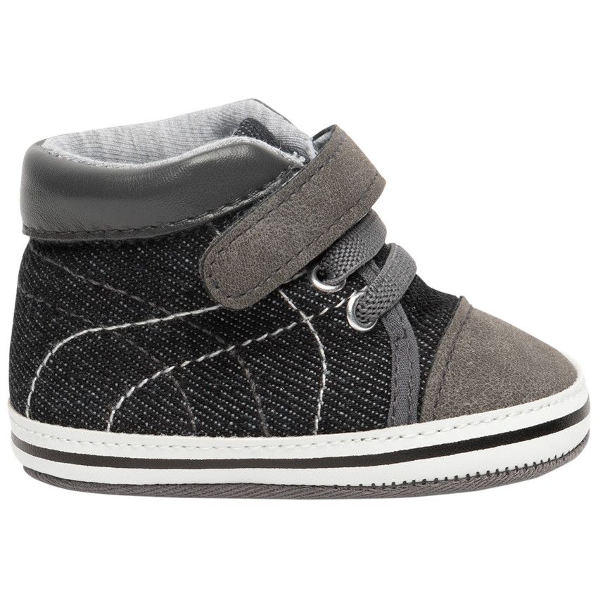 Toiles montantes à lacets et scratchs pour bébé garçon - Gris foncé