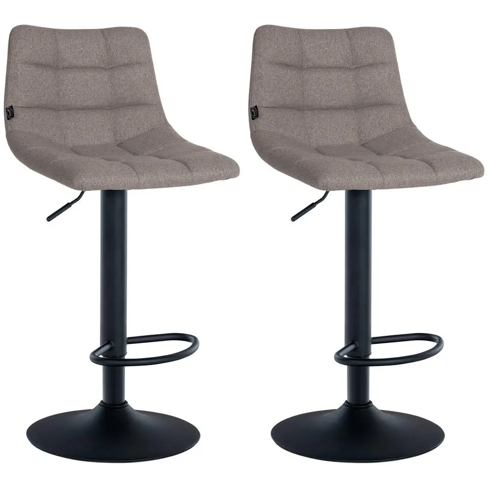 CLP Set van 2 Barkruk Jerry zwart Frame - Stof - grijs