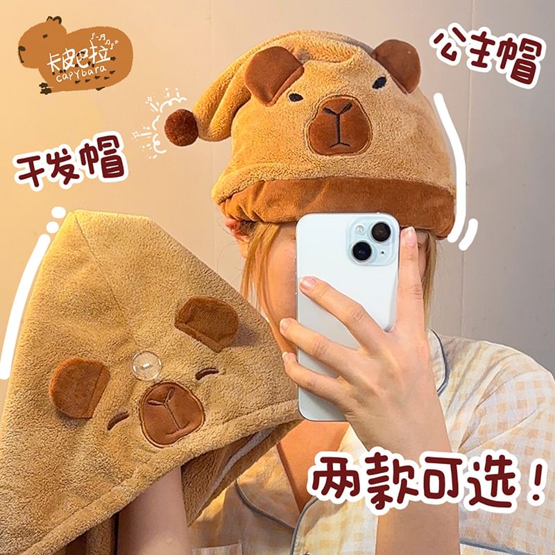 Momoi - Capybara Coral Fleece Snel Droog Haarhanddoek (Verschillende Ontwerpen)