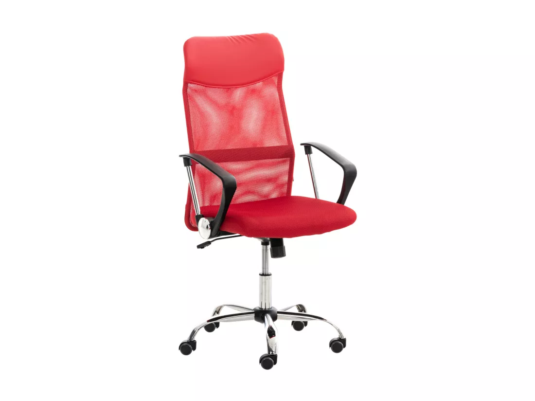 Chaise de bureau - Similicuir & Métal chromé - Rouge - Washington