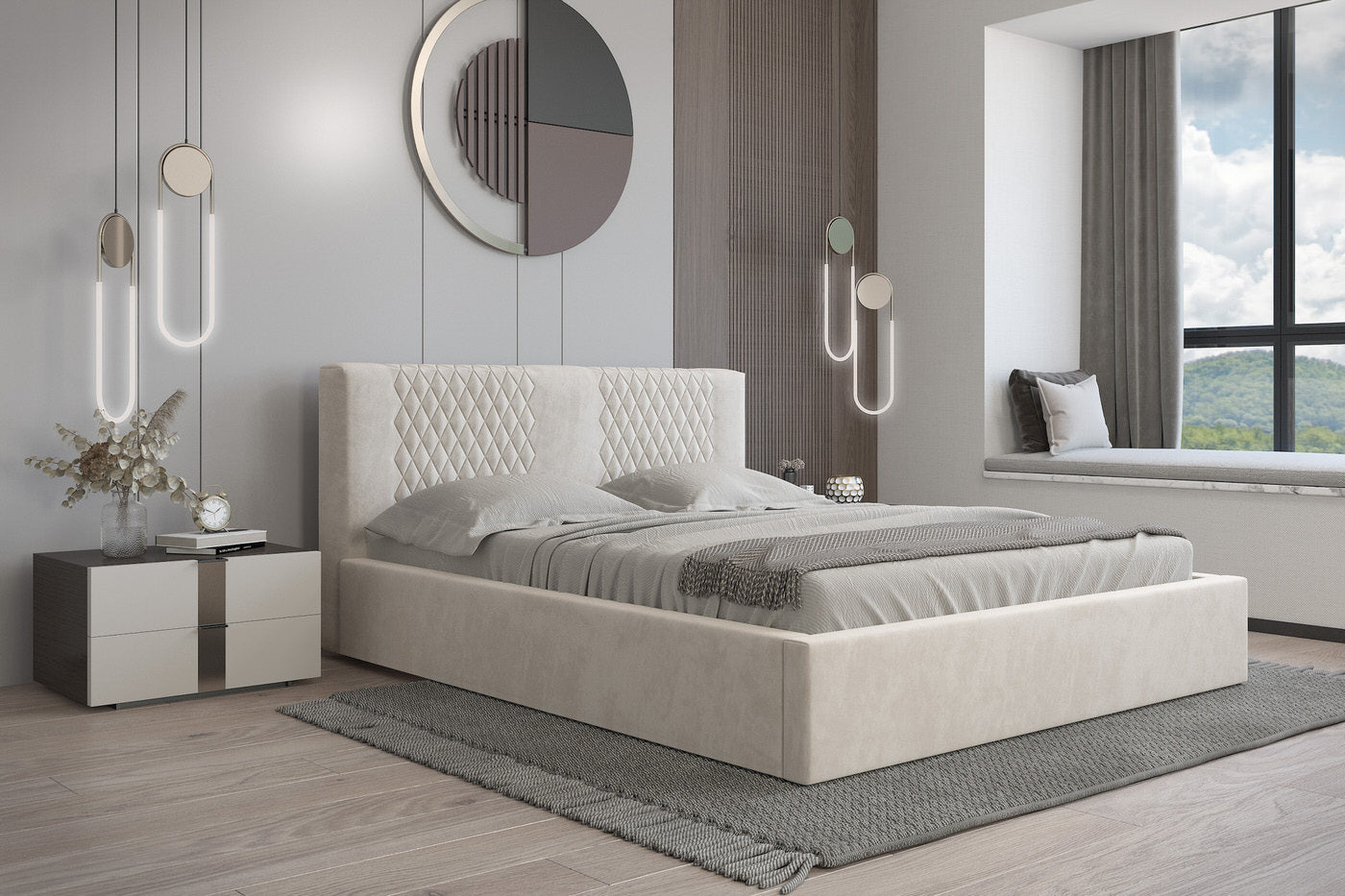 Trae Mobler Montana 140 x 200 cm Gestoffeerd Bed Beige