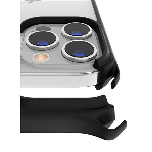 iPhone 13 Pro Hybrid Sling Antimikrobielle Necklace Kordel Schmal Schutz Hardcase Hülle (AP2X-HBVOG-BKTR) - Schwarz / Transparent