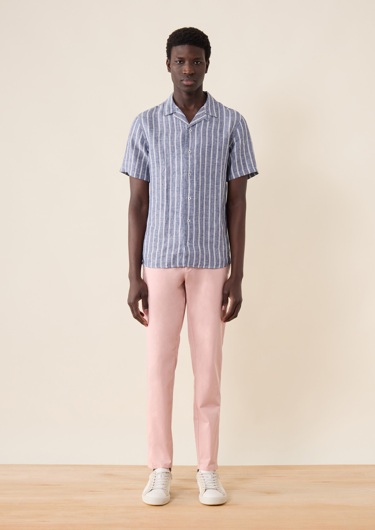 Chino slack skinny 7/8 en coton stretch uni rose
