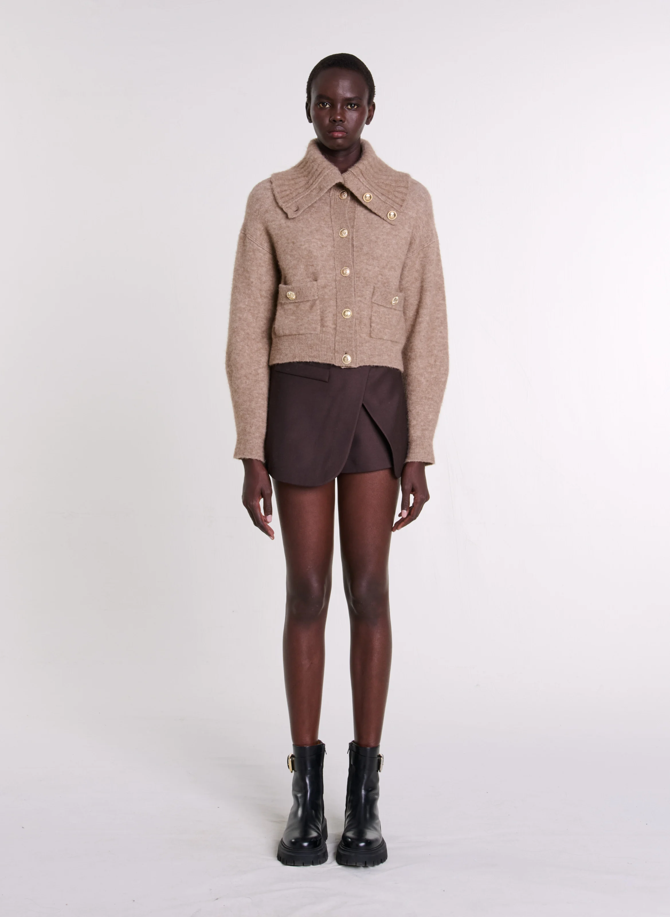 Cardigan en laine mélangée | Marron