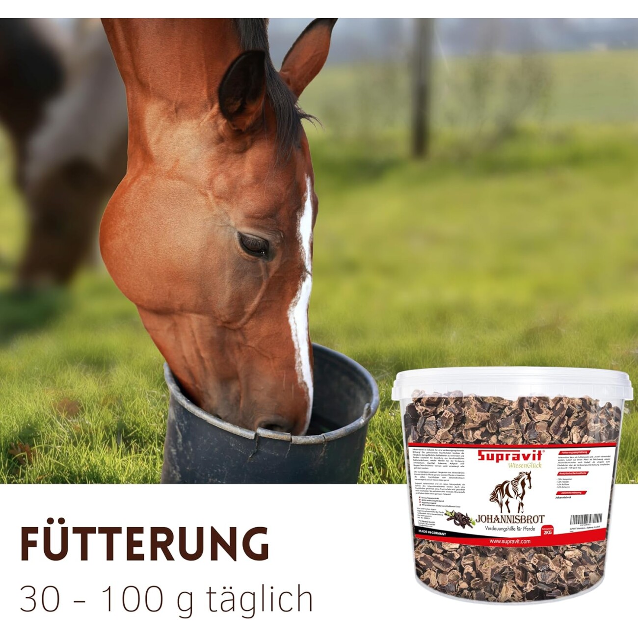Supravit Johannisbrot 2 kg Eimer Pferdeleckerli