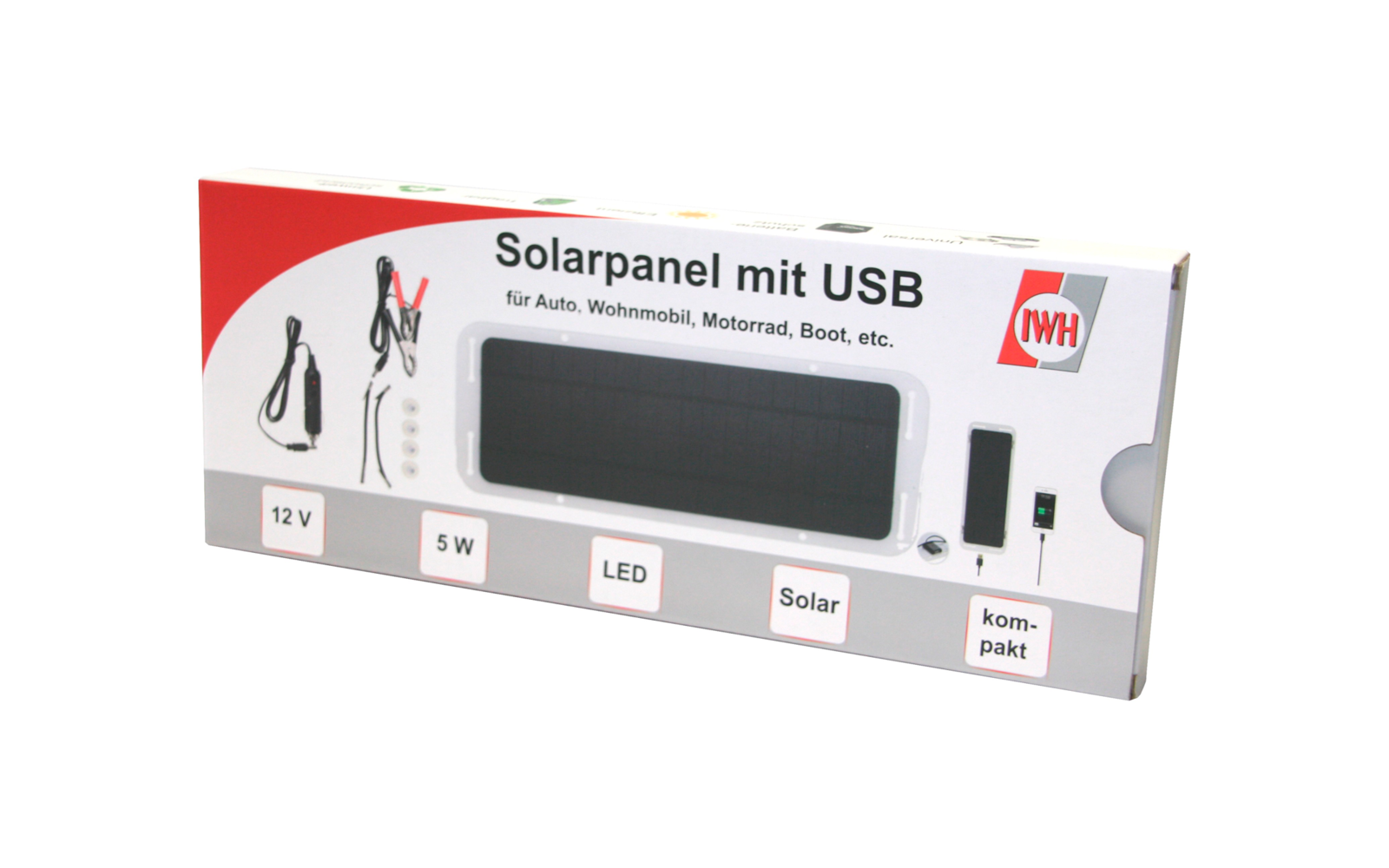 IWH multifunktionale Solarpanel Powerbank mit USB 12 V 5 Watt