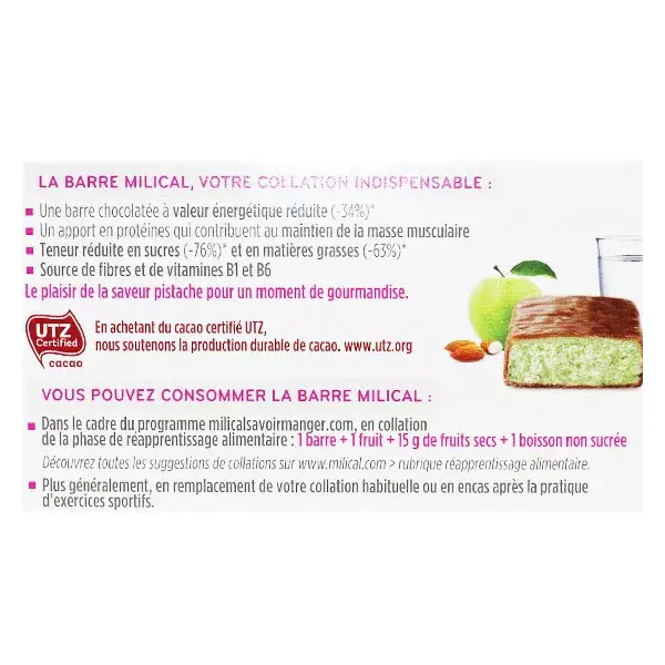 Milical Barres Minceur Hyperprotéinées Pistache 6 Unités