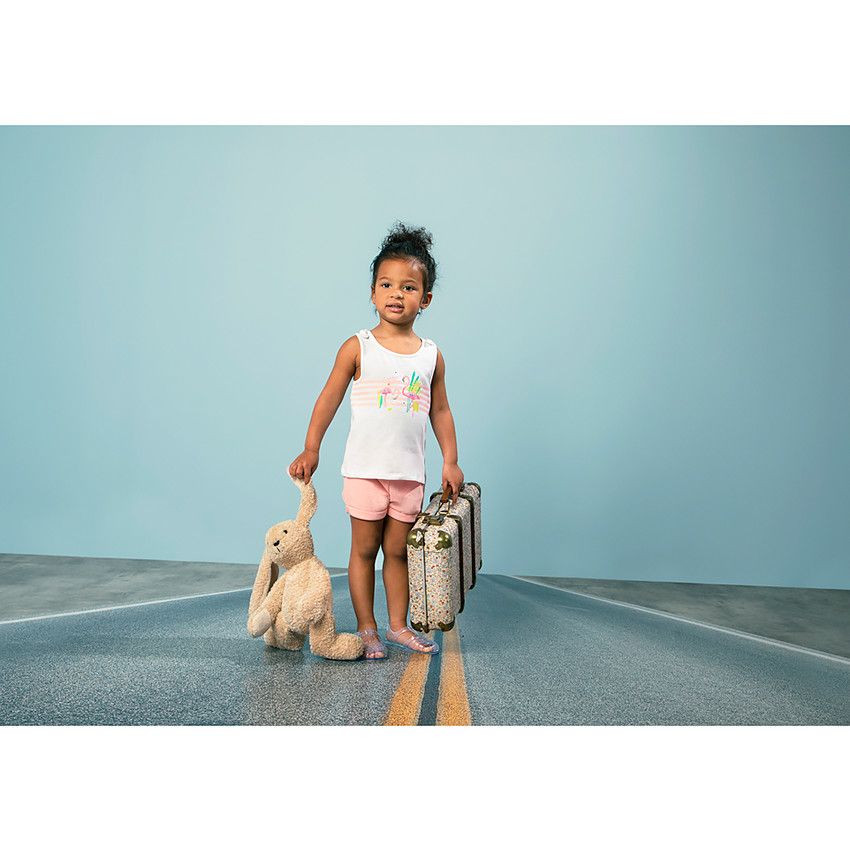 Short éponge uni pour bébé fille - Rose