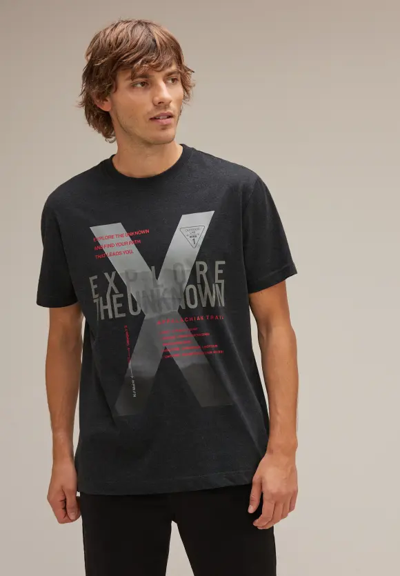 T-Shirt mit Frontprint - anthra grey melange