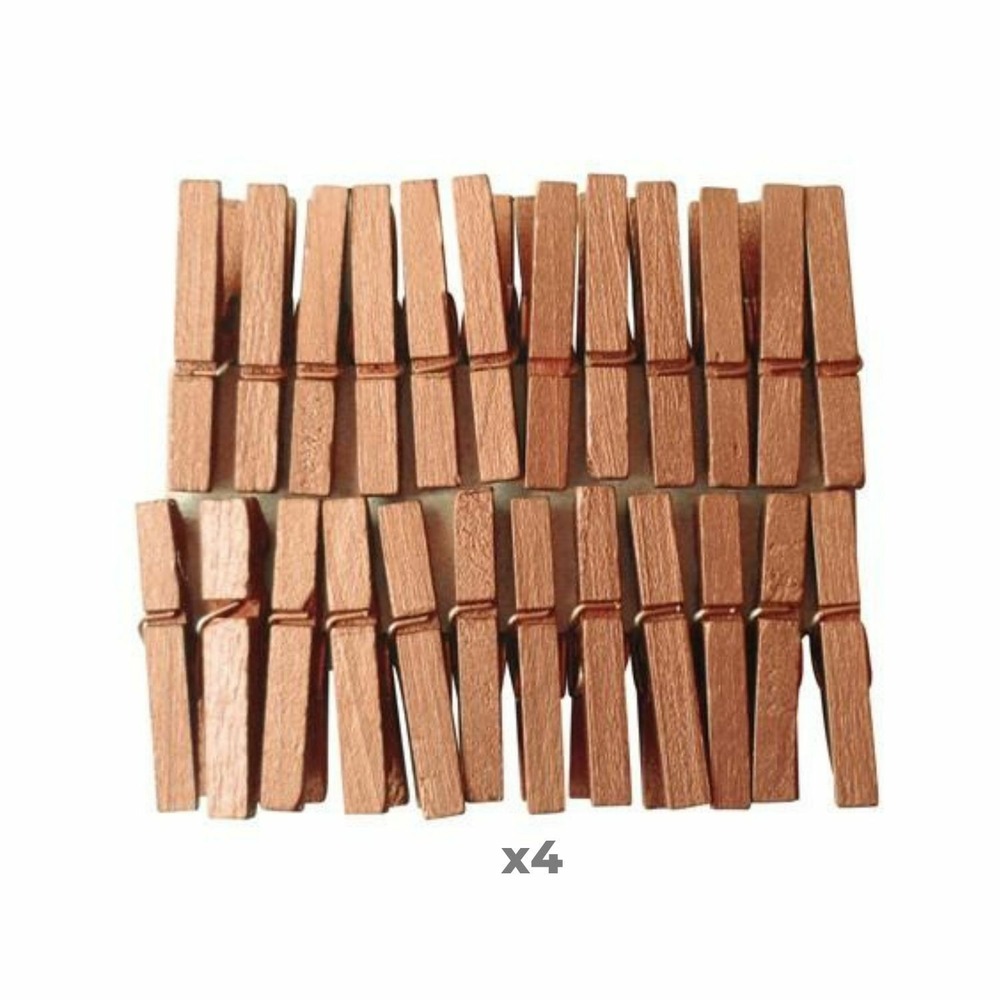 96 mini pinces à linge bois 3 cm - cuivrées