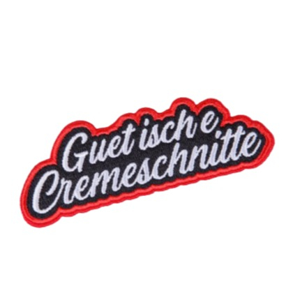 Lustiger Stoff Patch Bügelbild DIY Bastel Aufnäher Flicken für Kleider / Rucksack / Tischdecke (016.07) - Guet isch e Cremeschnitte