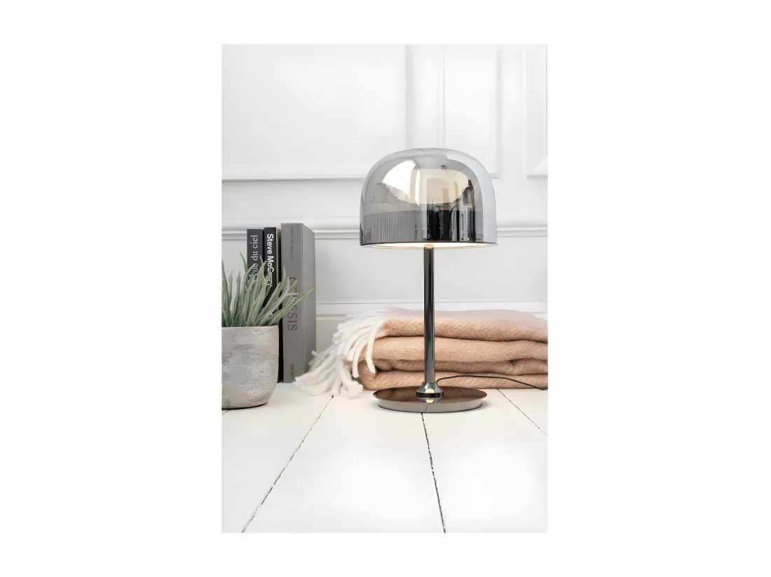 Lampe De Table Topja Verre/Metal Argent - L 24 x l 24 x H 44,5 cm