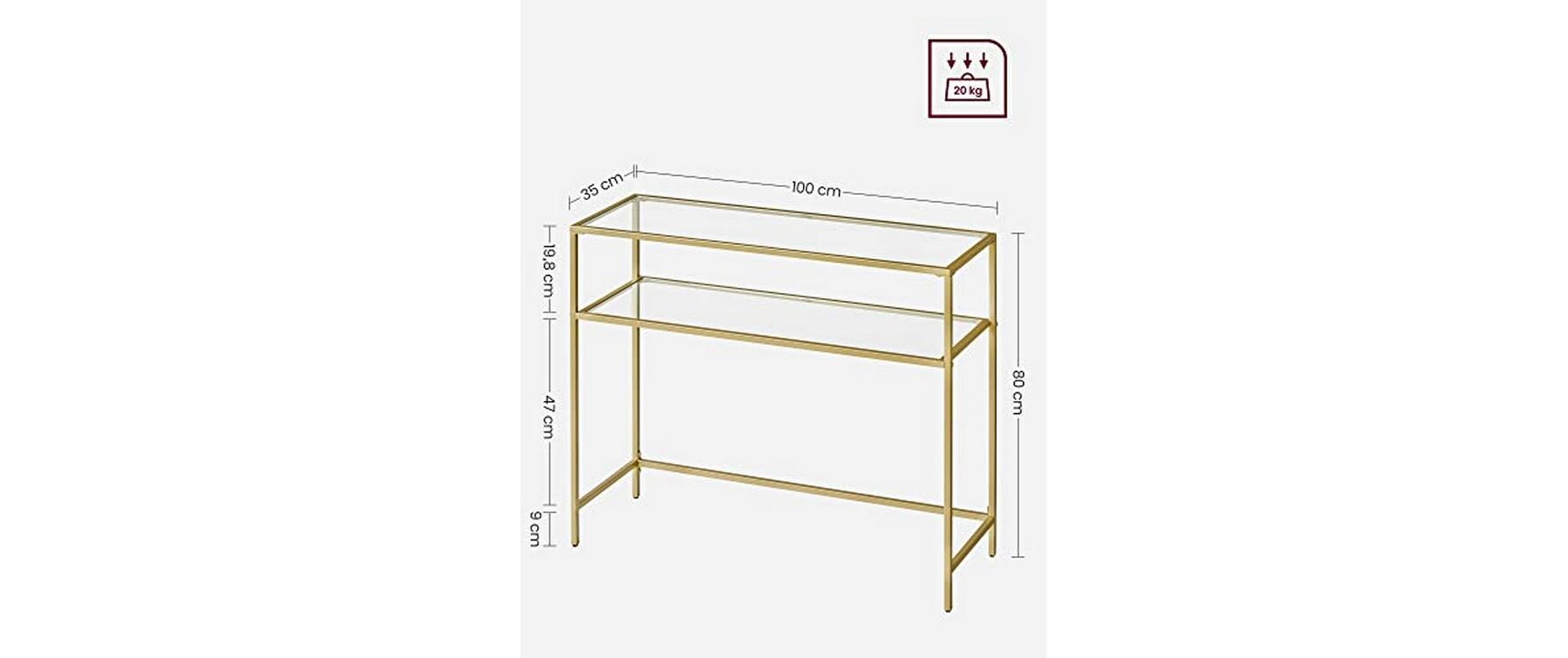 Konsolentisch 100 x 35 x 80 cm, GoldTV-Tisch