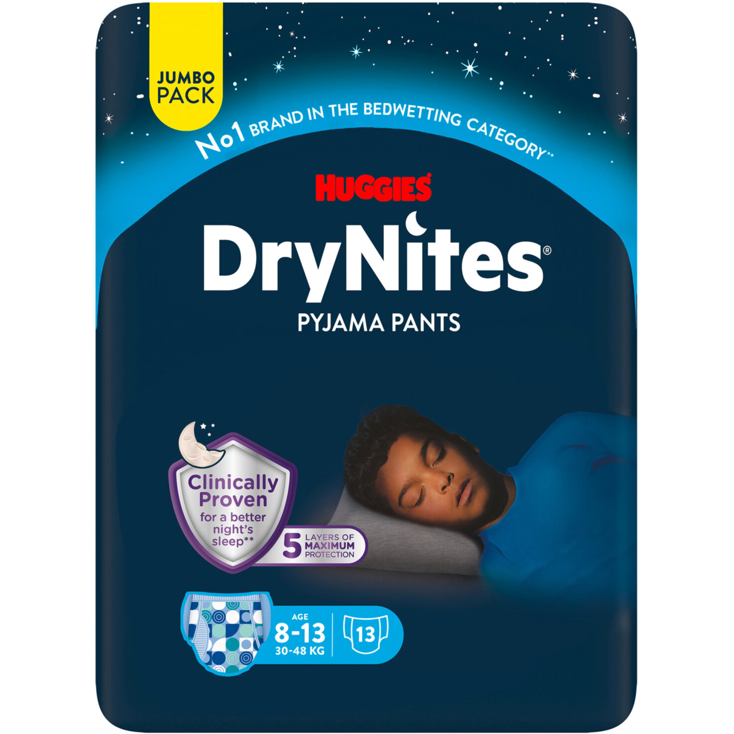Huggies DryNites 8-13 Jahre, 30-48kg, Boy Jumbo, 13 Stück