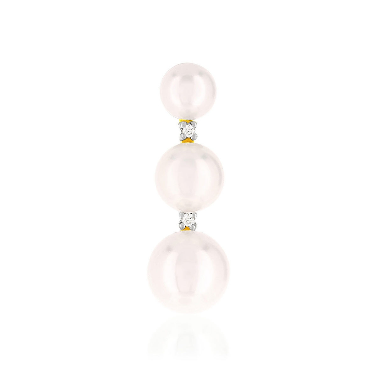 Pendentif or 750 jaune perle japon diamant