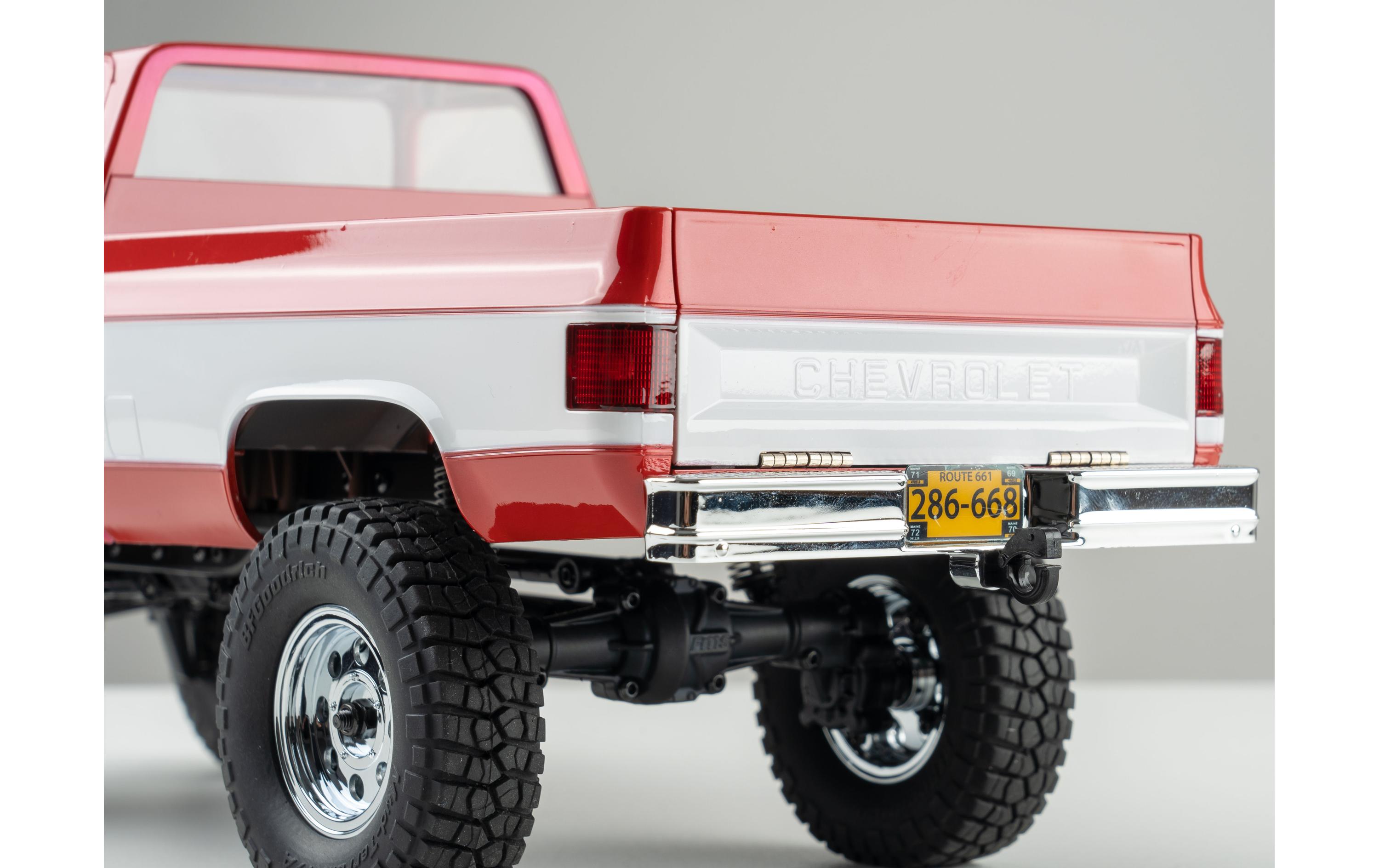 Scale Crawler FCX18 Chevrolet K10 Rot, RTR, 1:18<br>Mini Rock Crawler mit detaillierter Chevy K10 Pick-Up Karosserie und 2-Gang Getriebe