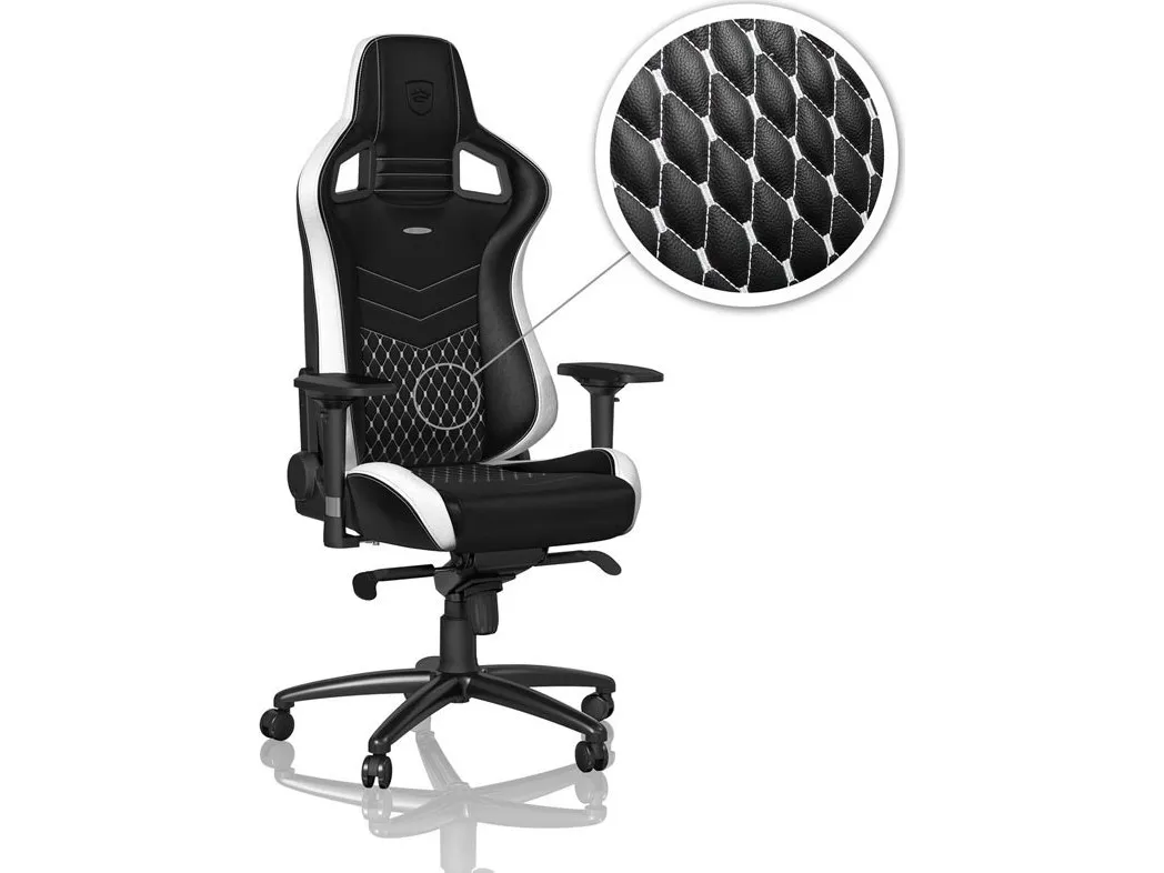 noblechairs EPIC Ægte læder Gaming Stol- Sort/hvid/rød