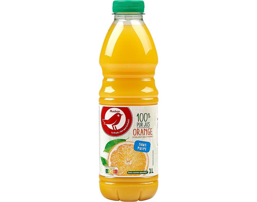 SUMO AUCHAN 100% LARANJA SEM POLPA 1L