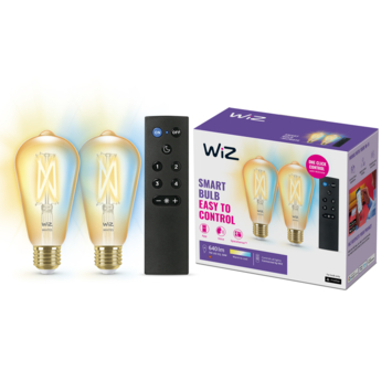 WiZ Connected LED edison E27 50W 2 stuks   afstandsbediening filament gold koel tot warmwit licht dimbaar