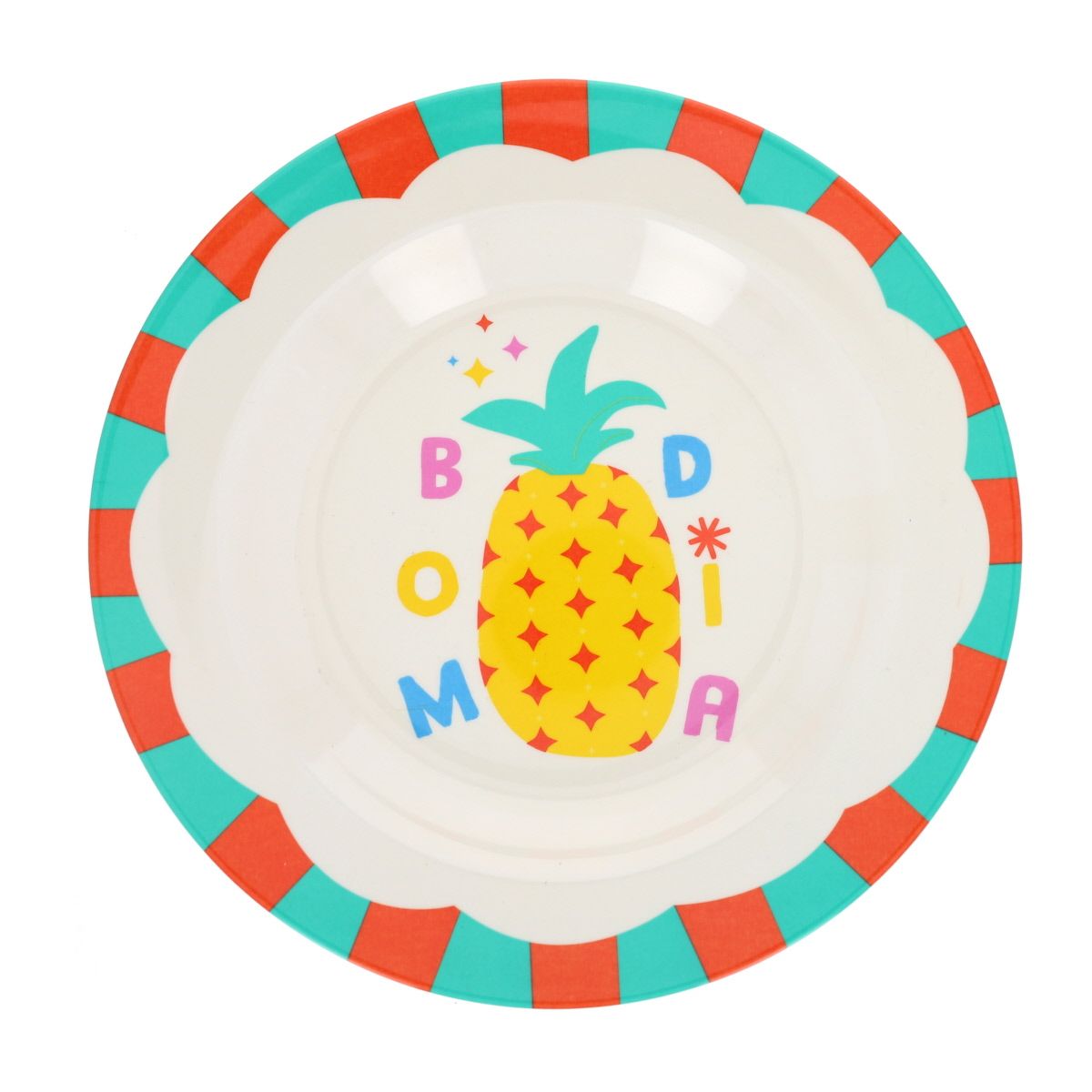Assiette en mélamine Bom Dia ananas - Copacabana party ! Pause goûter