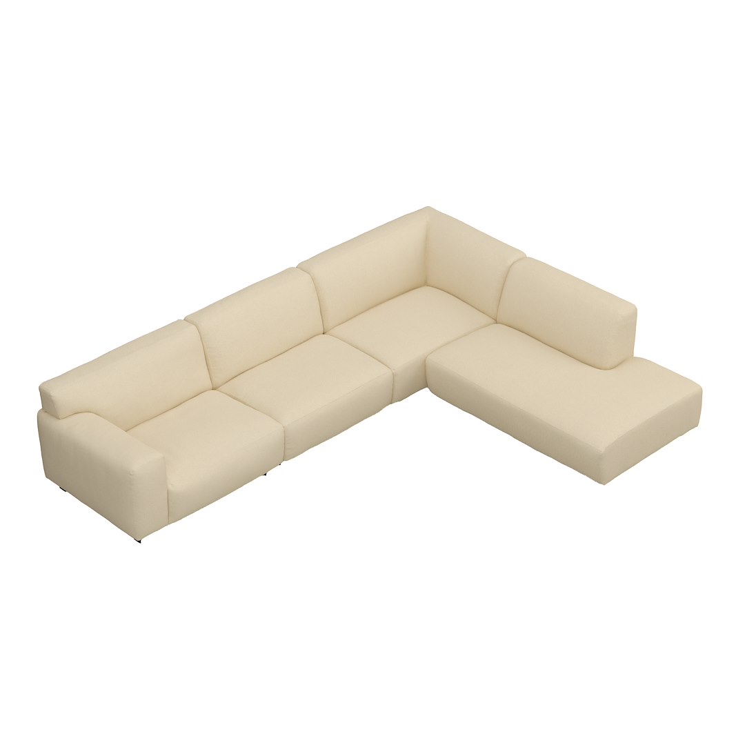 Vesta hjørnesofa 3-seter med åpen ende høyre, Big hjørnemodul, Tekstil Gianni Cream, standardsøm, sort metallben 10 cm, Comfort CM