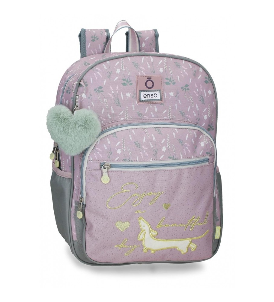Mochila Escolar Enso Beautiful Day 38cm adaptável roxa