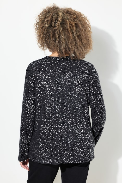 Sweatshirt, Schneeflocken, V-Ausschnitt, Langarm