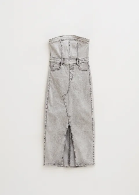 Strapless denim jurk grijs (GRS.L)
