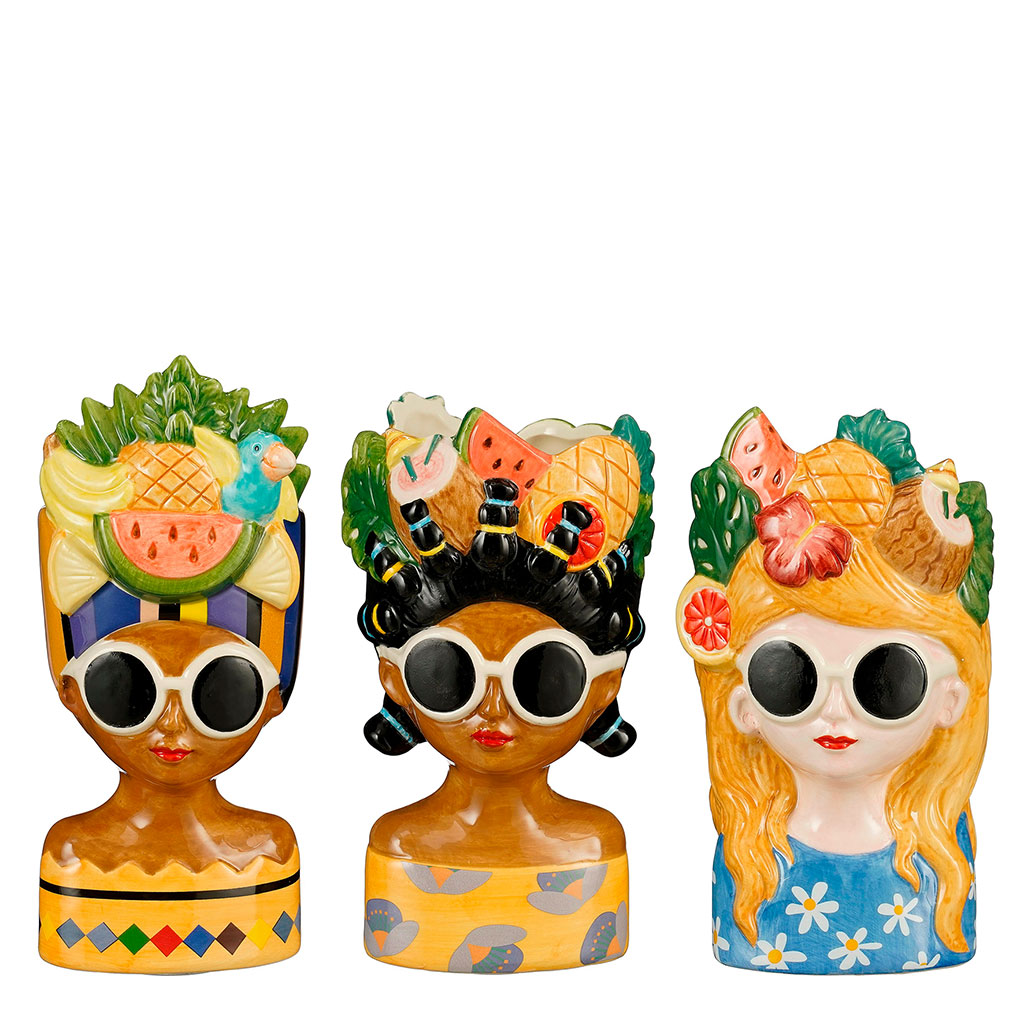Pot de fleur dolomite femme funny H 17.5cm
