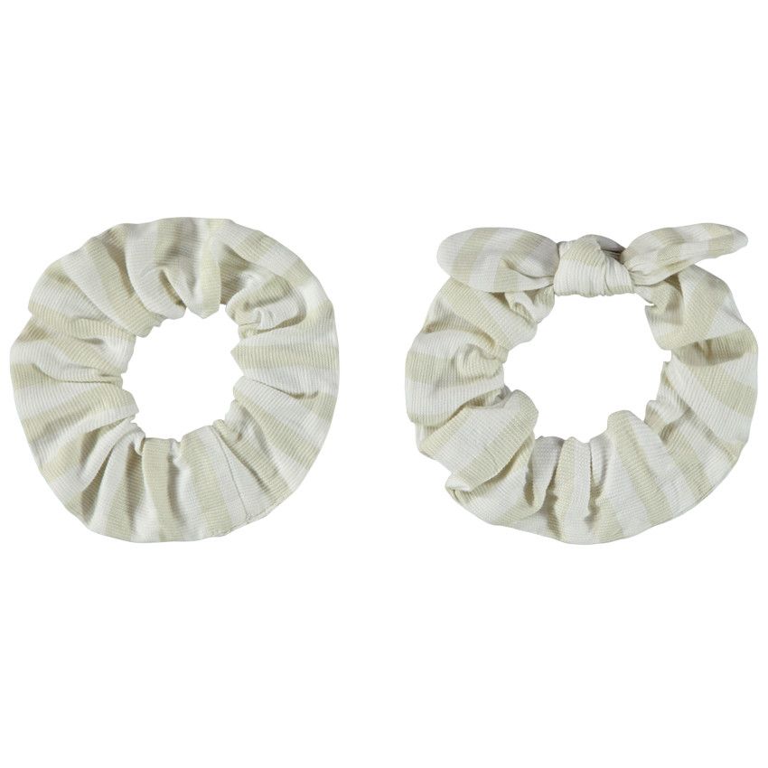Lot de 2 chouchous rayés pour fille - Ecru