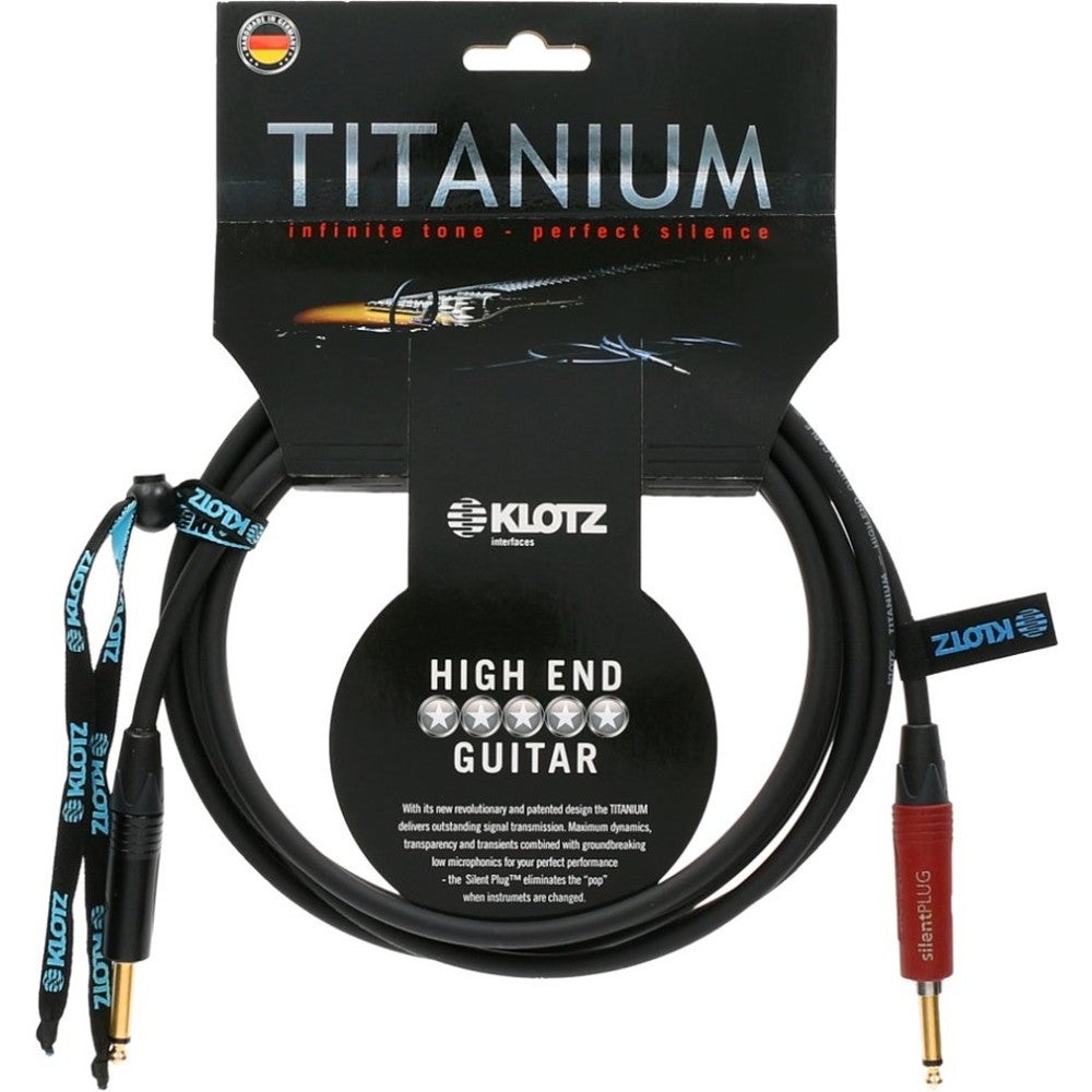 Klotz TI-0900PSP Titanium 2p jack-2p jack verguld silent plug gitaarkabel 9m